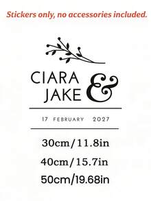 Customized Art Name And Date Wedding Minimalist Text Vinyl Wall Decal, Celebration Party Wall Sticker, Customized Wedding Mirror Stickers, - Multicolor 6 - View 3