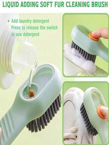 1pc Multifunctional Liquid Dispensing Brush, Suitable For Laundry, Home, Dorm, Shoe Cleaning And Cleaning, Press-Type Automatic Liquid Dispensing Shoe Brush, Valentine's Day, Wedding, Birthday Gift - A - View 9