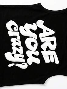 Conjunto de 2 piezas/Set Camiseta Gráfica con Estampado de Letras Burbuja y Pantalones Cortos Casual para Niños Jóvenes, Estilo Streetwear Hiphop de Verano, Suave y Versátil para Uso Diario, Escuela, Vacaciones, Fiesta - Negro - Ver 5