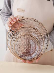 1pc Novelty Luxury Round Gold-Rimmed Multi-Purpose Storage Tray - Grey - View 6