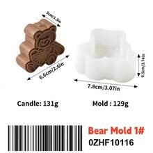 可愛3D熊兔愛心矽膠蠟燭模具,易脫模DIY香氛蠟燭皂樹脂石膏模具,手工香氛蠟燭製作,復活節家居裝飾手工藝用品 - Bear Rabbit - 查看 8