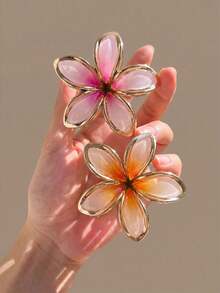 1/2/3pcs Hibiscus Jelly Color Hair Clips, Lightweight Plastic Material, Hair Accessories, Suitable For Daily, Casual, Party, Beach Vacation, Summer Essential - Multicolor - View 4
