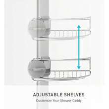 Simplehuman Tension Pole Shower Caddy, No-Drill Floor To Ceiling Bathroom Organizer Bathtub Inside Shower, Extends 6 To 9 Feet, 3 Adjustable Shelves, Rust-Proof Stainless Steel - A - 查看 4
