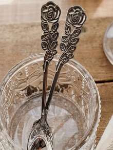 1pc/5pcs/8pcs Stainless Steel Mirror Coffee Spoon Elegant Rose Design Teaspoon Dishwasher Suitable For Home / Cafe / Restaurant Wedding Favor Choice 12.8cm/5.0in - Gold and Silver - View 4