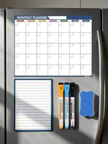 6/1pc Magnetic Dry Erase Refrigerator Calendar, Monthly Fridge Planner Calendar And Today's Menu List Whiteboard, 2/3pcs Refrigerator Blackboard Suitable For Kitchen And Office, Includes 3 Markers + Eraser - one-size - View 12