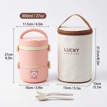 Portable 304 Stainless Steel Thermal Lunch Box, Sealed Leak Proof Bento Box, Dishwasher & Microwave Allowable,Reusable Fruit Salad Food Storage Container, Suitable For Student And Adult Use In School, Office,Picnic, Travel,Back To School - Multicolor - View 24