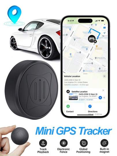 Mini Car GPS Locator Portable Car GPS Tracker Anti-Loss Real-Time GPS Tracking Device Magnetic Hidden Global Coverage Location Tracker Suitable For Cars, Pets, Children, Bags, Wallets (SIM Card Not Included)