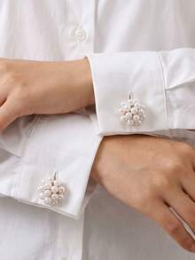1/2PCS Cufflinks For Shirt Women Button Covers Clip, Elegant Golden Bridal Wedding Button Covers, Vintage Cuff Shirt Jewelry, Perfect Formal Gift - A - View 9