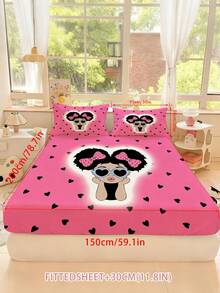 2/3piezas Juego de Ropa de Cama de Princesa Linda y Cool, Juego de Sábanas Rosas para Niños con Fundas de Almohada, Cubrecama con Dibujos Animados de Gafas de Moda con Corazón para Dormitorio de Niñas (Tamaño Twin/Full/Queen/King) - Multicolor - Ver 16