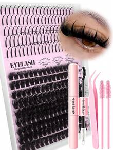 Eimny 699pcs Dense Pointed Cluster False Eyelashes Set, Anime Fox Eye Single Lash, D Curl Mixed Length 8-16mm, Large Capacity Soft Lightweight Long-Lasting DIY Eyelashes, Includes Full Tool Kit, Suitable For Party, Stage And All Occasion Makeup - Multicolor - View 9