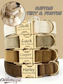 Customized Dog ID Collar + Leash Set, Personalized Dog Tag Pendant Accessories For Small And Medium Dogs, Great Gift Decoration For Your Pets, Engraved Stainless Steel, Fashionable, Colorful, Vintage, Cute, Minimalist, Customized, Unique, Personalized Pet, Anniversary, Birthday - Multicolor - View 2