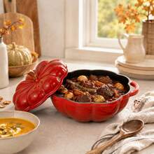 Pumpkin Dutch Oven 2L Pumpkin Stew Enamel Cast Iron Pot With Lid, Pumpkin Shape - View 1