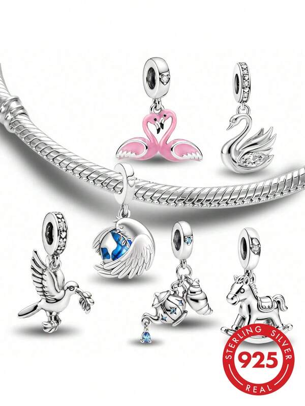 1pc 925 Sterling Silver Bicycle Charm, Suitable For Women Bracelet, Bangle DIY Jewelry Making And Daily Decoration