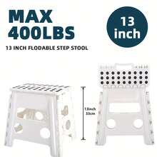yoonispro 1pc Heavy Duty Folding Step Stool 7.5-18 Inch For Adults, Foldable & Storable Plastic Stool With Non-Slip Surface, Suitable For Kitchen, Bathroom, Bedroom (White, 7.5/9/11/13/16/18 Inch) - White - View 9