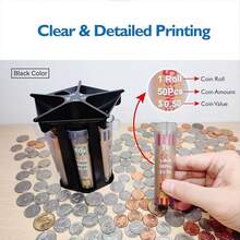 Coin Sorter Tube Coin Counter With Coin Wrappers,5-IN-1 Change Sorter Change Counter Machine, Coin Organizer Coin Holder - A - View 6