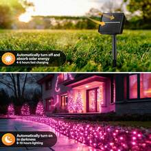 loyyz Solar Fairy Lights, Brighter & Longer Lasting, 20m/10m/5m Solar String Lights Outdoor, IPX4 Splashproof Patio Lights With 8 Modes, 8-10H Runtime For Tree Patio Christmas Party Wedding Decor - Pink - View 6