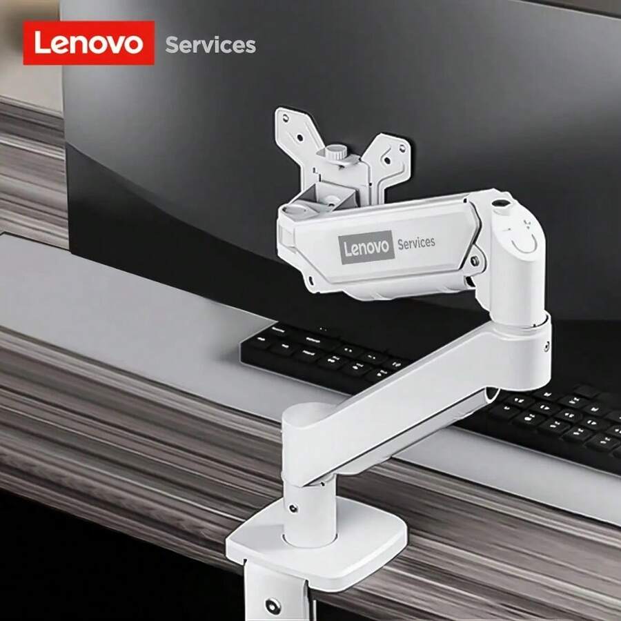 Soporte para monitor de pantalla grande Lenovo AM110, ajuste neumático, capacidad de carga de 9KG, anti-encorvamiento, estante elevador de pantalla de computadora de escritorio con brazo articulado, rotación multidireccional, negro & blanco