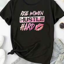 Talla Grande, Camiseta Talla Grande con Estampado de Letras - negro - Ver 2
