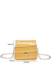 1 pieza Monedero Bandolera Cuadrado Mini de PU unicolor con Decoración de Remaches Metálicos y Relieve de Cocodrilo Retro Amarillo Verano Nuevo para Mujeres - Amarillo - Ver 6
