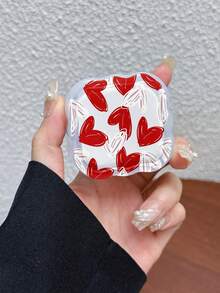 3pcs Set Wavy Pattern Charger Cable Protector UV Painted Red Heart Design Compatible With UK Standard Apple 20W Fast Charger, Prevents Cable Damage - Multicolor - View 2
