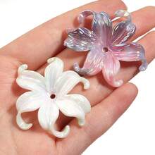 20pcs/Pack Iris Flower Cap Acrylic Mixed Color Iridescent 3D Petal 37X44mm Ethereal Elegant Faux Bead Cap Pendant Spacer Beads DIY Phone Charm Keychain Decorative Accessories - Iris Receptacle - View 3