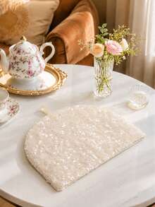 1pc Shiny Sequin Teapot Insulated Cover, Dessert Tray Cover, Fabric Cover - Multicolor - View 7