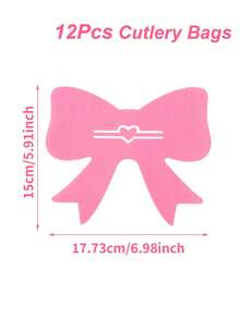 12pcs/Set Bow Cutlery Holder With Bow, Pink Bow Party Tableware Packaging Decoration, Baby Shower Party Tableware Decor, Wedding Party Supplies, Bow Birthday Party Table Decor, Gender Reveal Party Decor, 1st Birthday Party Supplies, Bridal Shower Anniversary Decor, Wedding Table Decor, Table Decor, Girls Birthday Party Decor, Baby Shower Party Supplies, Baby Shower Gift Party Favors For Her/Him, Christmas New Year Decor - Pink - View 6