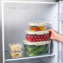 Multi-Functional Transparent Plastic Compartment Food Storage Box, Refrigerator Multi Grids Sealed Fresh-Keeping Box With Cover, Large Capacity Reusable Vegetables FruitsIngredient Container, Microwave Heatable, Kitchen Food Storage And Organization - Multicolor - View 3