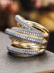 1 Stück Ring für Frauen mit eingearbeiteten kubischen Zirkonias, geeignet als Geschenk für Hochzeiten, Valentinstag und andere Anlässe - 1# - Übersicht 3