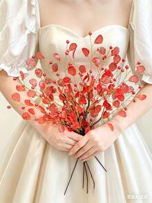 1pc Clear Multi-Color Resin Leaf Artificial Flower, Fashionable Fishtail Shaped Artificial Plant Branch, Elegant Artificial Floral Stem, Holiday Gift Bouquet, Suitable For Vase Filler, Wedding Table, Home Party Decoration - Multicolor - View 8