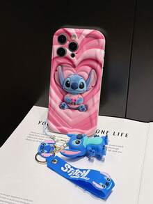 Disney Lilo And Stitch Phone Case : 3D Fluffy Pattern Border Protector Phone Soft Phone Case With A Free Cute Stitch Bracelet Chain Lanyard, Stitch, Lilo, Angel, For Apple 17 Promax 17 Pro 16 15 14 13 12 11 Pro Max XS Max X XR Soft Cover Summer Phone Case - 白色 - 查看 5