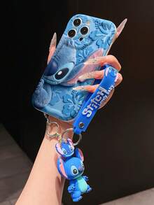 Disney Lilo And Stitch Phone Case : 3D Fluffy Pattern Border Protector Phone Soft Phone Case With A Free Cute Stitch Bracelet Chain Lanyard, Stitch, Lilo, Angel, For Apple 17 Promax 17 Pro 16 15 14 13 12 11 Pro Max XS Max X XR Soft Cover Summer Phone Case - 白色 - 查看 4
