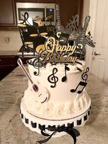 1 Set Music Cake Toppers, Musical Instruments And Notes Theme Cupcake Toppers, Suitable For Birthday, Musician Party, Welcome Party, Table Decor, Anniversary Supplies, Celebration Supplies, Theme Party Decoration - Multicolor - View 3