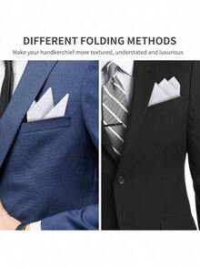 12pcs Men's Plaid White Handkerchiefs Large Striped Pocket Squares, Sweat-Absorbent Premium Vintage Plaid Handkerchiefs, Machine Washable - White - View 2