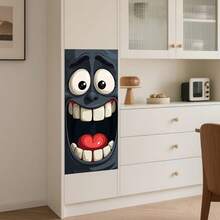 1pc Trash Can Sticker Big Eyes Grinning Mouth Funny Face Theme Design Matte Surface Sticker Suitable For Indoor And Outdoor Decoration Of Trash Cans, Walls, Very Suitable For Modern Home Decor - A - View 6