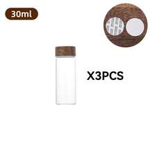 1套迷你玻璃香料罐 (10ml, 20ml, 30ml) 配木紋蓋，便攜式旅行收納罐，適用於咖啡豆、散裝茶葉、鹽和調味料，可重複使用密封口袋式香料容器 - 彩色 - 查看 8