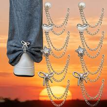 8/4/1pc Multi Function Clothing Clips For Metal Star Heart Bow Shirts Clothes Pant Hem Clips Button Cute Decorative Long Jeans Pants Legs - Multicolor - View 3