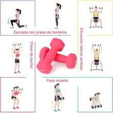 Mancuernas Fitness de Neopreno Hexagonales, Juego de Mancuerna, Pesas Para Ejercicio En Casa, Neopreno Recubierto Mancuernas, Mango de Acero Moleteado Mancuernas - Rosa + 2KG/4.4LB - Ver 7