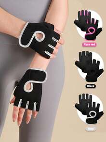 1 Pair - Unisex Fingerless Cycling Gloves, Lightweight Anti-Slip Shock Absorbing Palm Protective Training Gloves, Breathable Weight Lifting Cycling Exercise Gloves For For Summer Fishing Biking - Hot Pink - View 6