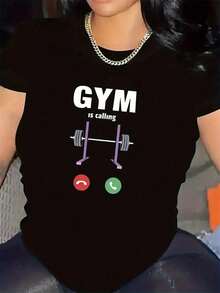 Lightweight T-Shirt Featuring A Gym Theme, Perfect For Fitness Lovers. It'S  And Ideal For Workouts At Home Or The Gym. The Is Comfortable - Black - View 1