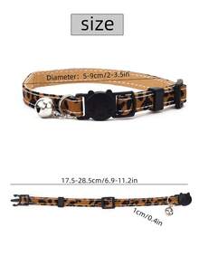 1pc/2pcs Zebra & Leopard Print Cat Necklace With Bell, Adjustable Neck Size Pet Collar - Multicolor - View 2