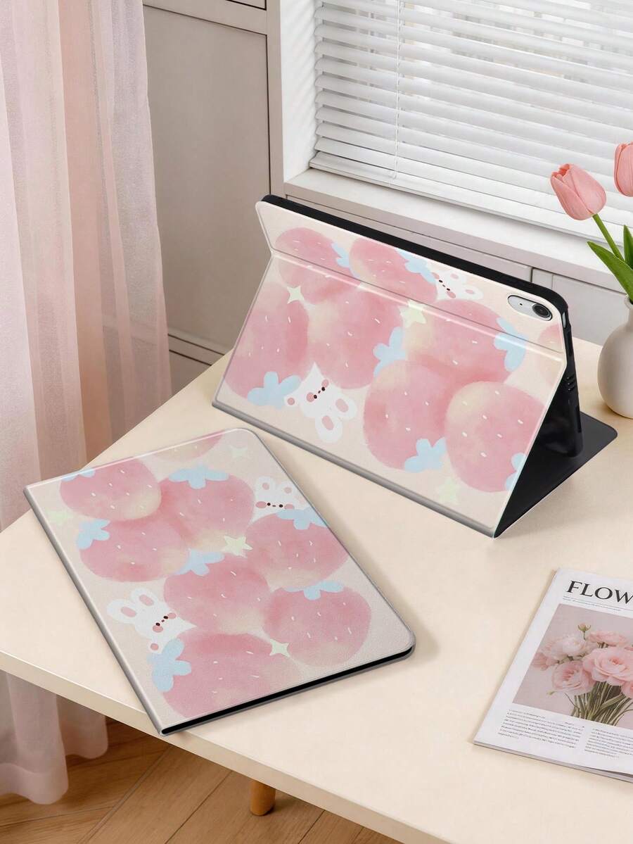 1件極簡Ins風蝴蝶結與水果圖案平板保護殼,適用於Apple平板10.2吋、Apple Pro 11 2021/2020/10代/Mini4/5/6/Apple (A16) 11吋11代2025,適用於 Galaxy Tab A8 10.5吋2022,附筆槽,平板支架保護殼,支援自動休眠/喚醒 - 彩色 - 查看 1