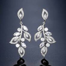 ZAKOL-pendientes de circonita de hoja Marquesa para mujer, joyería nupcial de lujo, cristal transparente, CZ, colgante, Glamor, joyería de boda Q3GI - Color dorado A - Ver 9