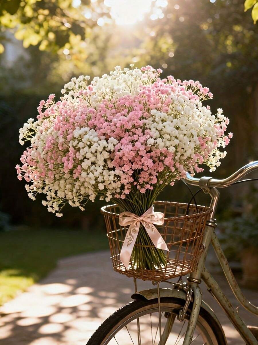 5/10PCS Artificial Gypsophila Breath Branches, PE Material, 4-Branch 12-Head Design, Ideal For Elegant Table Decorations, Weddings, And Seasonal Decorations. No Power Or Batteries Required. Suitable For Floral Decorations In Various Settings. - White - View 1