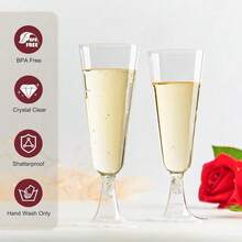 20/10 Pcs Reusable Transparent Champagne Glasses, Long Stem, Wedding Party Cocktail Glasses Suitable For Drinks, Valentine's Day Gift, Suitable For Birthday, Wedding, Valentine's Day, Mother's Day, Party, Outdoor, Camping (Champagne Glasses, Wedding Glasses, Toasting Glasses, Party Glasses, Beverage Glasses, Grape Juice Glasses, Birthday Glasses) - View 7