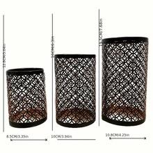 Set Of 3 Nordic Style Hollow Iron Candle Holders, Vintage Hollow Iron Candle Tubes, Decorative Atmosphere Home & Office Ornament Set, 3 PiecesCandle Holder Craft Decor For Living Room And Bedroom - LKZT-1A (Hollow 3-piece Set) - View 3