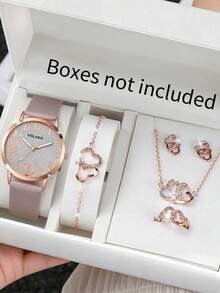 6pcs Women's Gentle Heart-Shaped Accessory Set, Fresh, Gentle And Exquisite, Ideal For Graduation Gifts, Gifts For Girlfriends Or Daily Outfits, Belongs To Women's Watches, Gold Accessory Sets, Jewelry And Fashion Accessories, New Style Sweet And Versatile, Suitable For Dating, Commuting And Other Occasions, Fully Showcasing Youthful And Elegant Elegant. - Multicolor - View 5