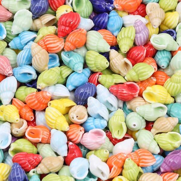 20/40pcs Conch Ceramic Beads Decorative Beads Suitable For Cute Style Bracelet Necklace Creative Decoration Cute Beads Decorative Accents
