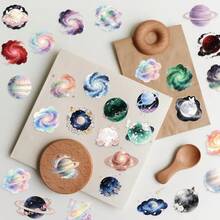 50 piezas de pegatinas transparentes de planetas, pegatinas de cielo estrellado galáctico de dibujos animados, pegatinas estéticas, pegatinas de colores para portátil, monopatín, diario, cuadernos, teléfono, taza, guitarra, equipaje, ordenador, nevera, escritorio, útiles escolares - A - Ver 3