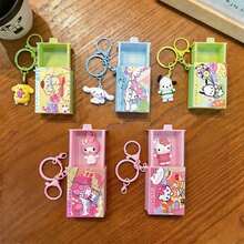 MINISO Sanrio 滑動迷你盒鑰匙圈，可愛 Hello Kitty My Melody Cinnamoroll Pompompurin Pochacco 角色包飾吊飾，附夾扣鉤，背包錢包配件，開學禮物，5 款可選 - 樣式 1 - 查看 1